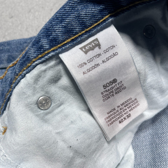 Levis‎ 505 Jeans Men 40x32 Mid Wash Denim Classic Straight Leg Cotton - Picture 9 of 12